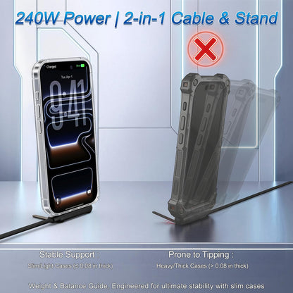 2-In-1 Charging Cable & 360 Phone Stand - 240W Fast Charge