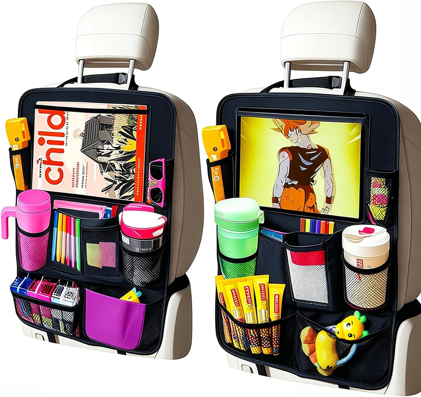Back Seat Kick Mats with Tablet Holder - 2 Pack