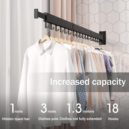 Wall-Mounted Folding Drying Rack - Space-Saving Laundry