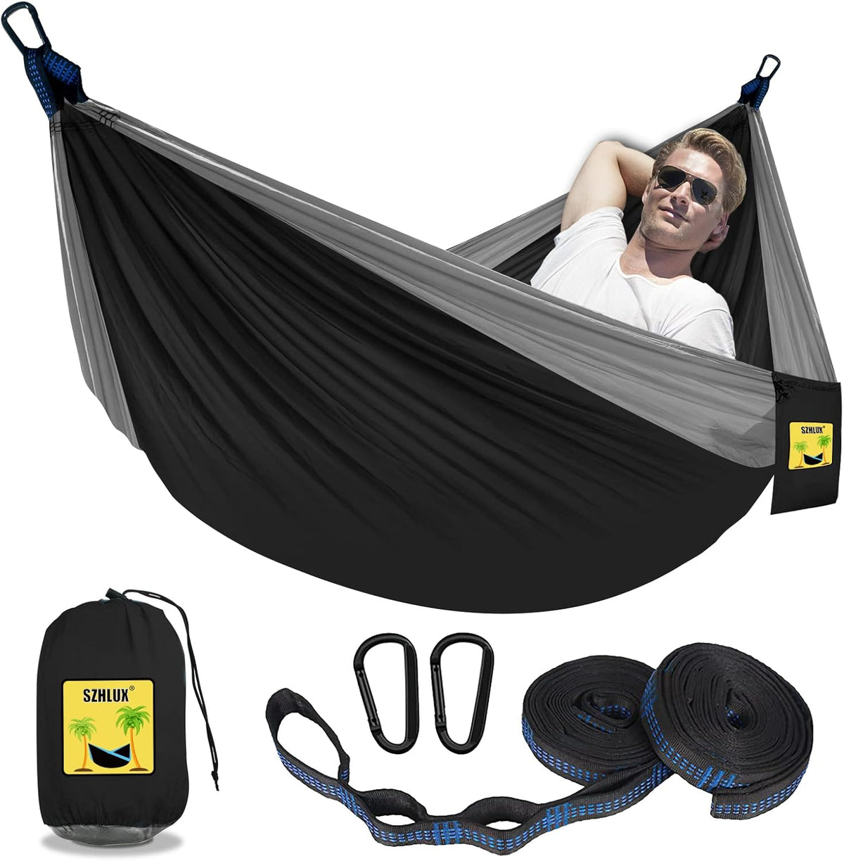 Double Camping Hammock - Portable with Straps