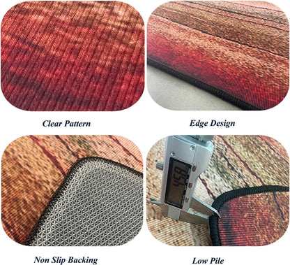 Kitchen Rug Set - 2 Piece Non-Slip Runner, Red Oxide