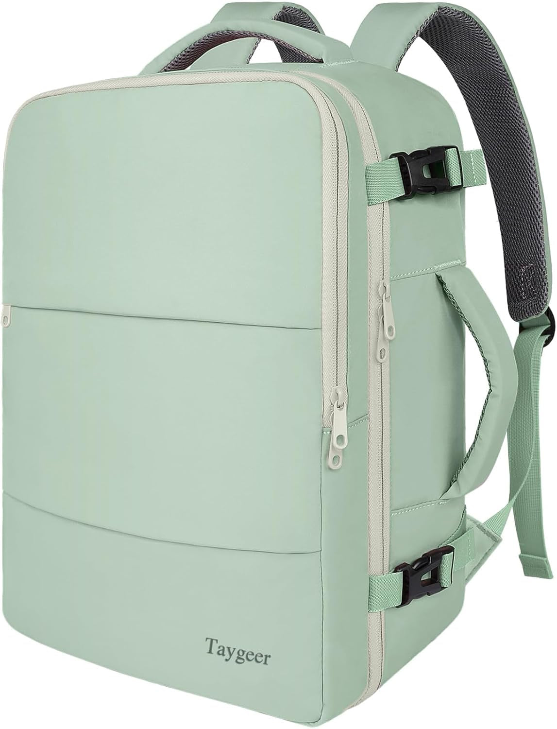 40L Carry-On Travel Backpack - Shoe Pouch, Green Beige