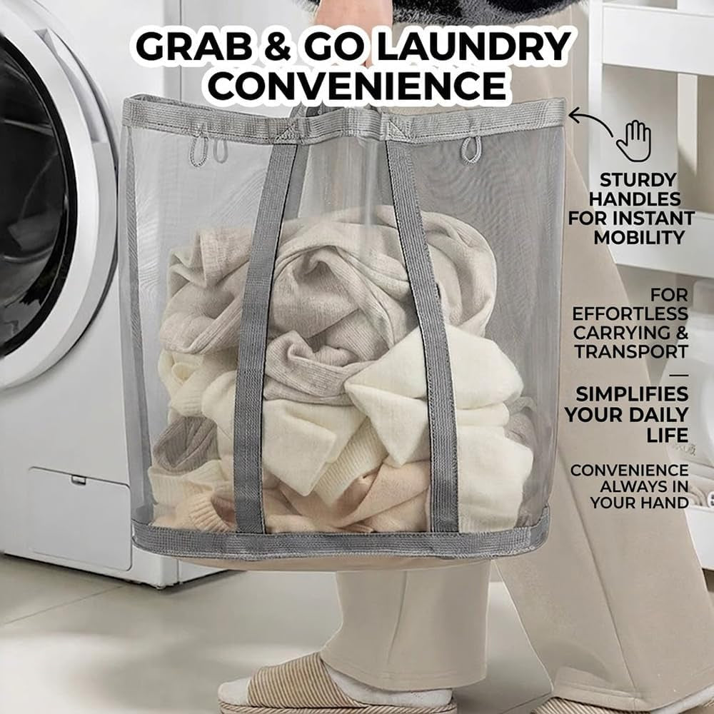 Wall-Mounted Foldable Laundry Hamper - 41L Breathable Mesh