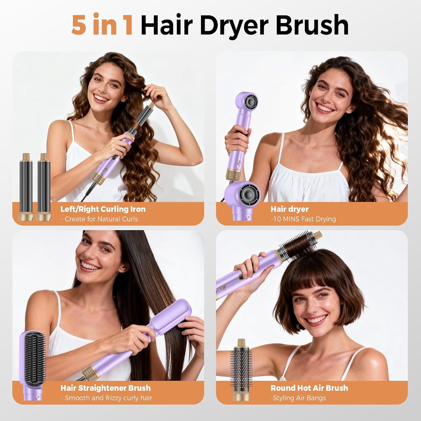 5-In-1 Blow Dryer Brush with LCD Display - Ionic Styler