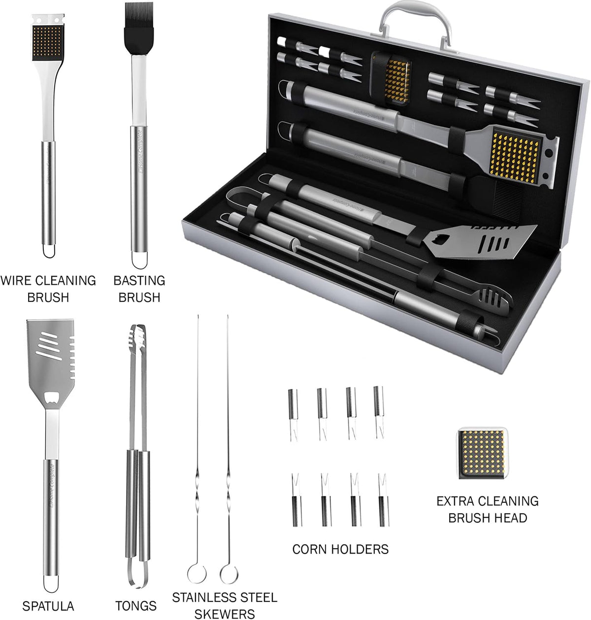 18-Piece BBQ Grill Set with Aluminum Case & Mats