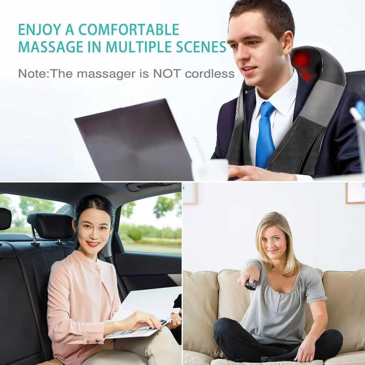 Heated Shiatsu Massage Pillow - Neck, Shoulder & Back