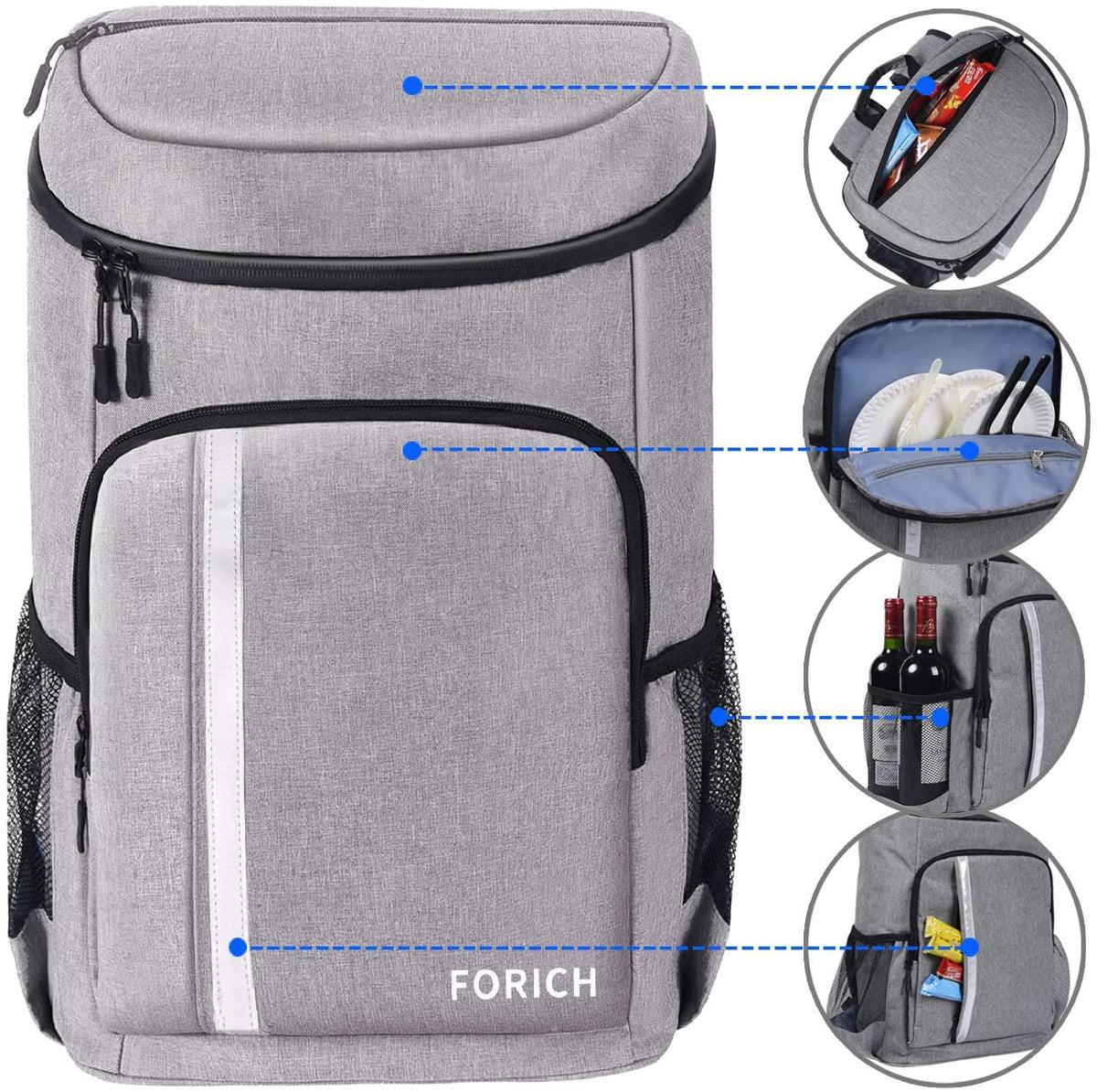 Insulated Backpack Cooler - Leakproof, Holds 30 Cans