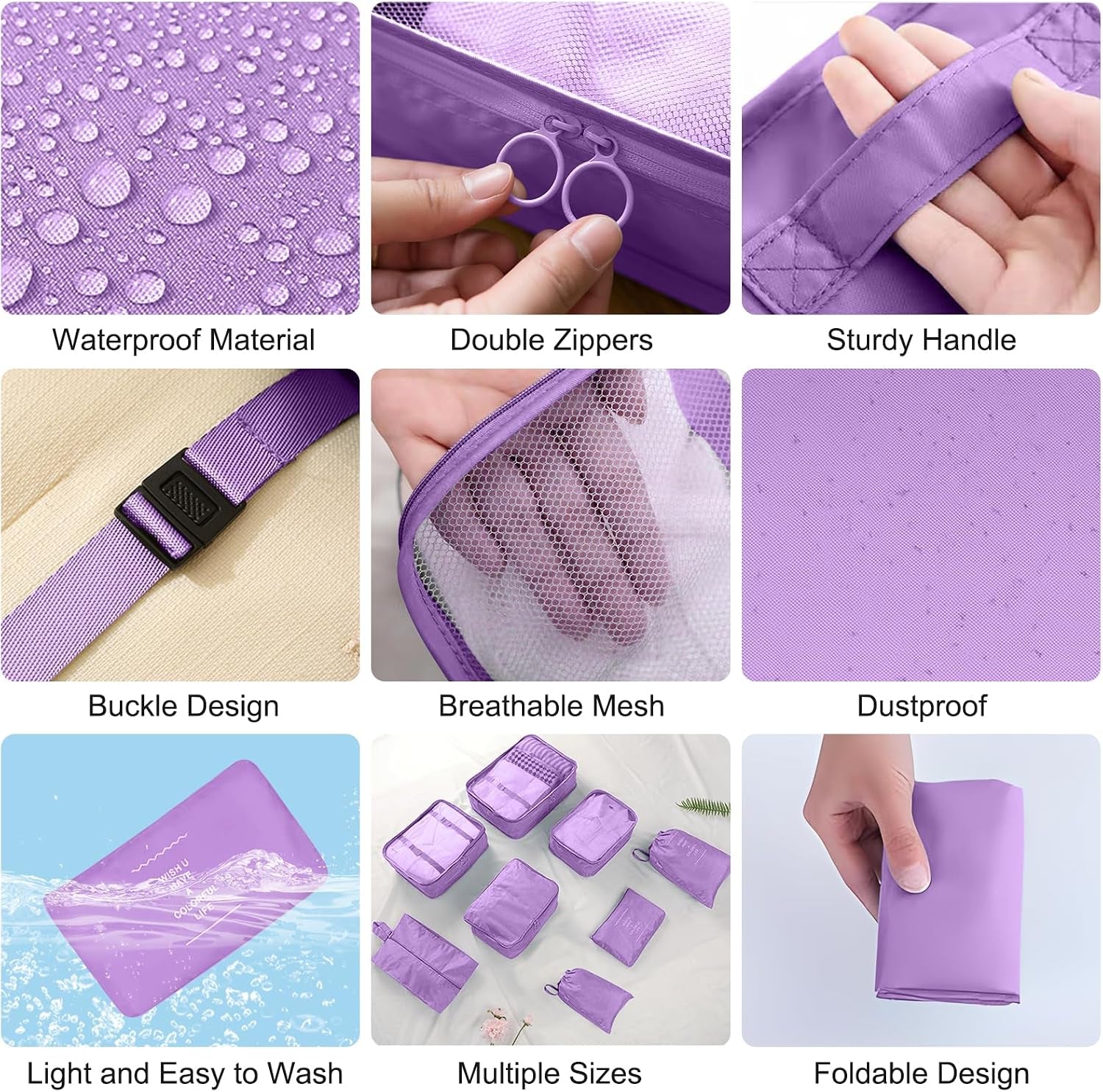 8-Piece Packing Cubes - Lightweight Luggage Organizers