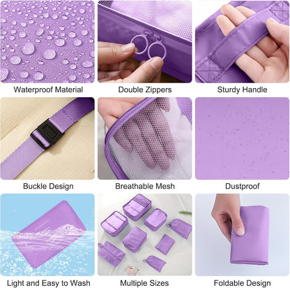 8-Piece Packing Cubes - Lightweight Luggage Organizers