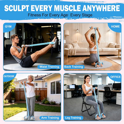 Foot Pedal Resistance Band - 6-Tube Core & Leg Trainer
