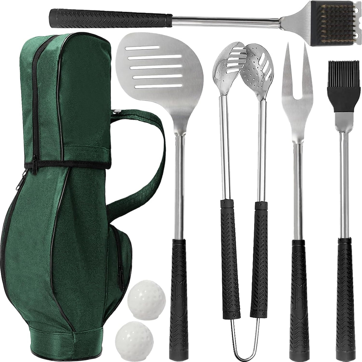Golf-Themed BBQ Grill Tool Set - 8-Piece Gift Set