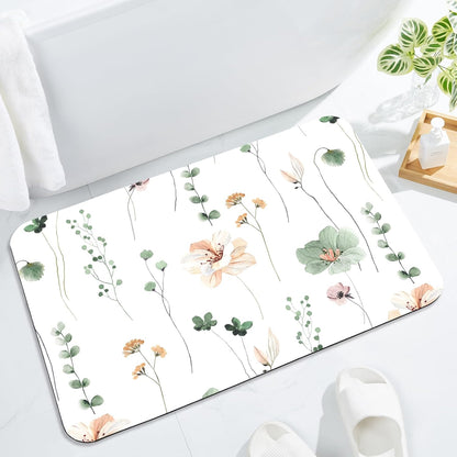 Floral Shower Curtain & Bath Mat Set - Snap-In Liner