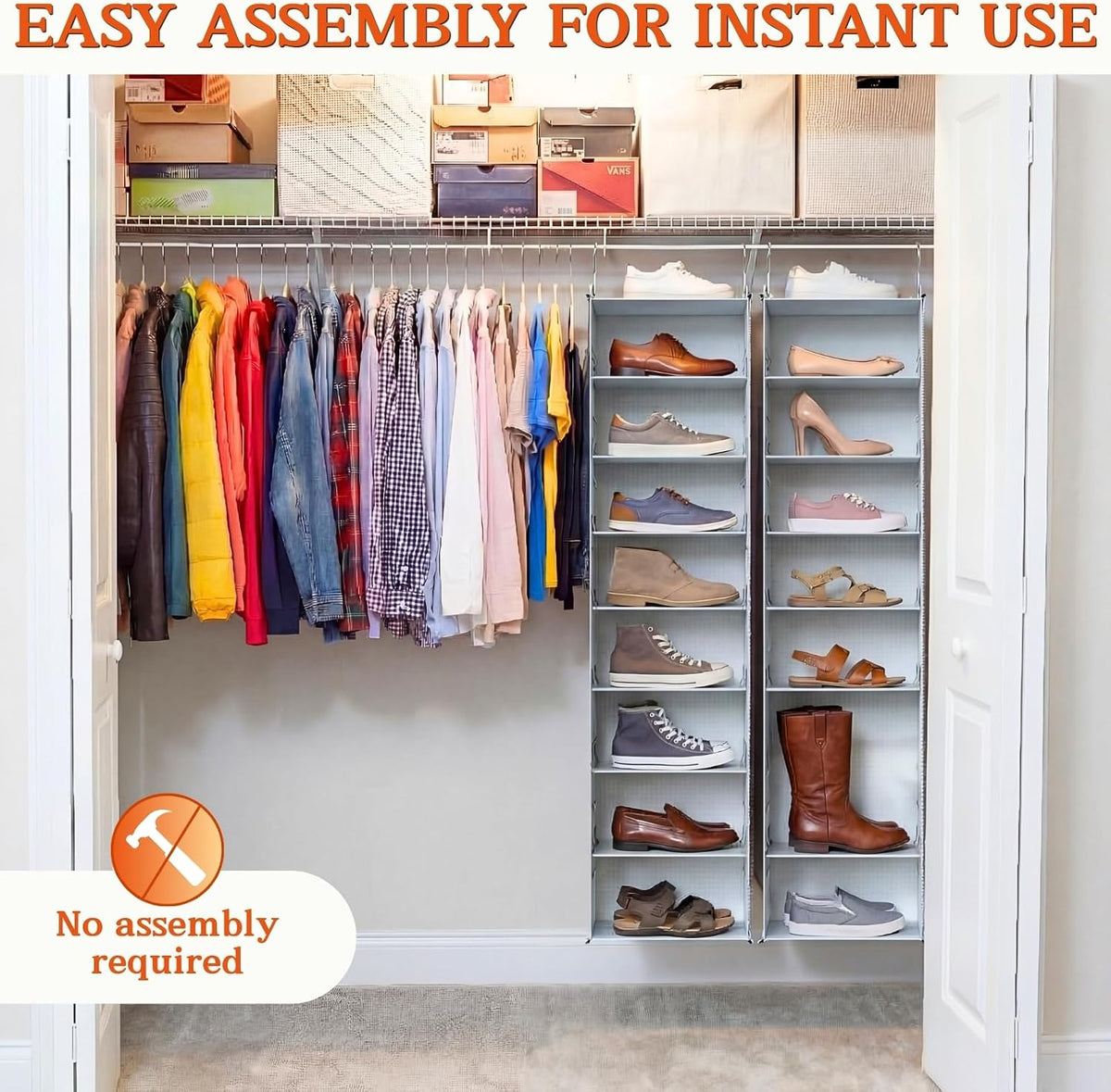 8-Tier Hanging Shoe Organizer - Adjustable Closet Rack