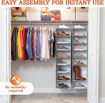 8-Tier Hanging Shoe Organizer - Adjustable Closet Rack
