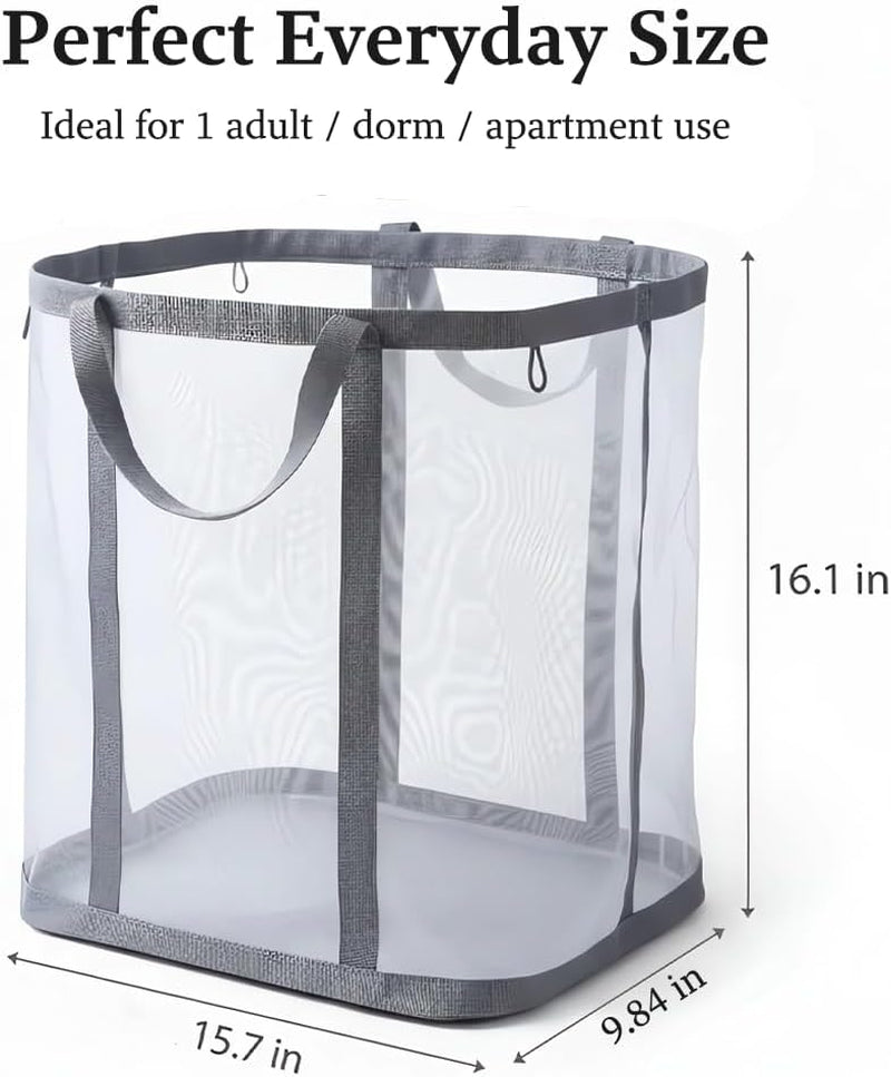 Wall-Mounted Foldable Laundry Hamper - 41L Breathable Mesh