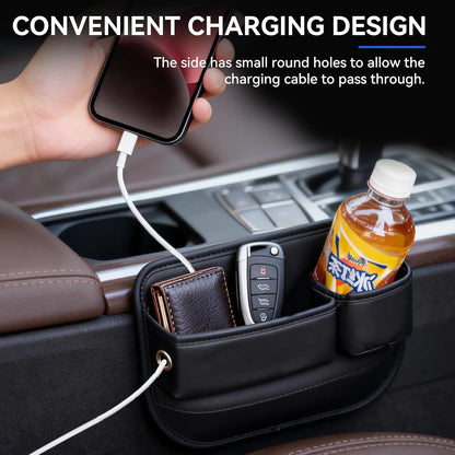 Leather Console Gap Filler with Cup Holder - Driver Side