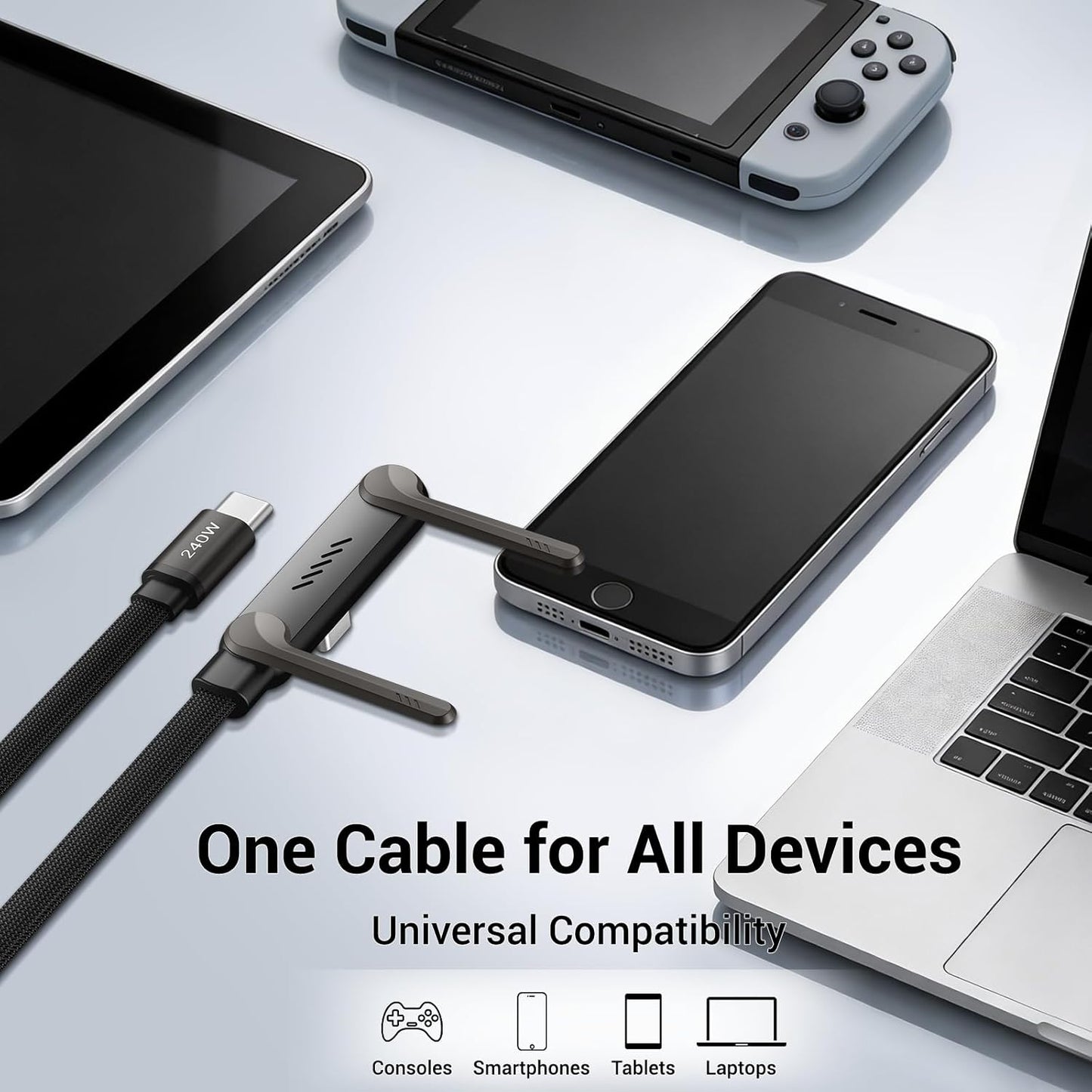 2-In-1 Charging Cable & 360 Phone Stand - 240W Fast Charge