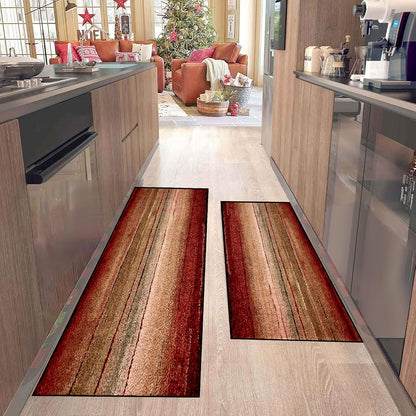 Kitchen Rug Set - 2 Piece Non-Slip Runner, Red Oxide