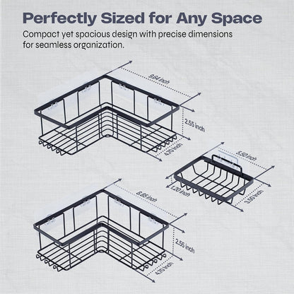 Corner Shower Caddy - Rustproof Steel, No Drilling