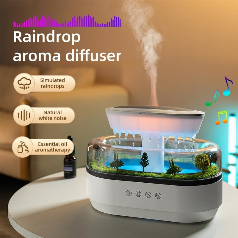Raindrop Aroma Diffuser - White Noise & LED Waterfall
