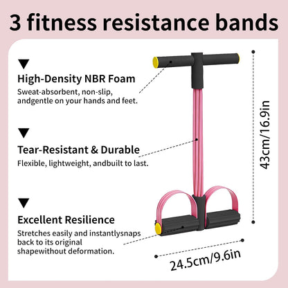 Pedal Resistance Bands - 6-Tube Full Body Trainer (3 Pack)