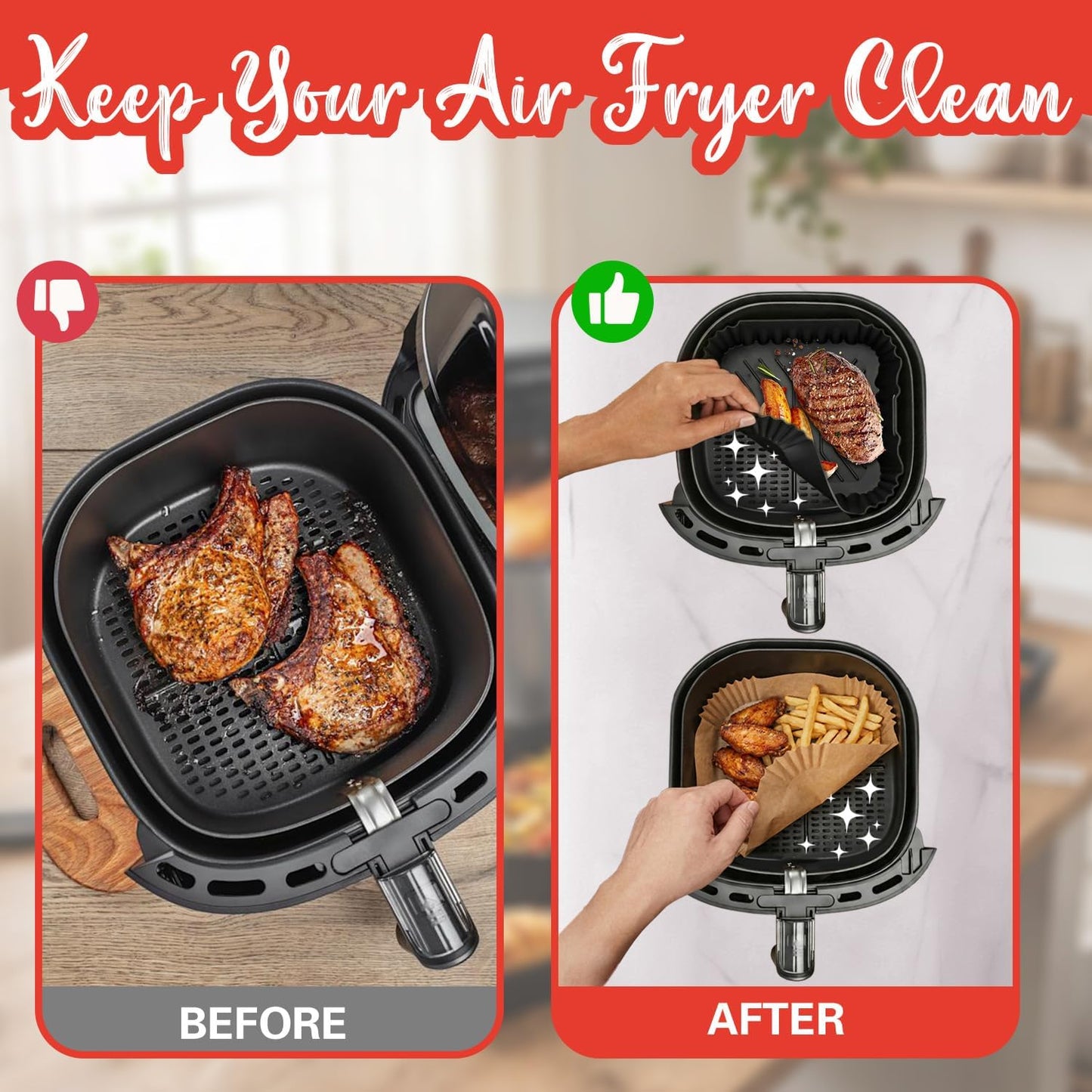 Air Fryer Accessory Set - Fits Cosori, Ninja & Chefman