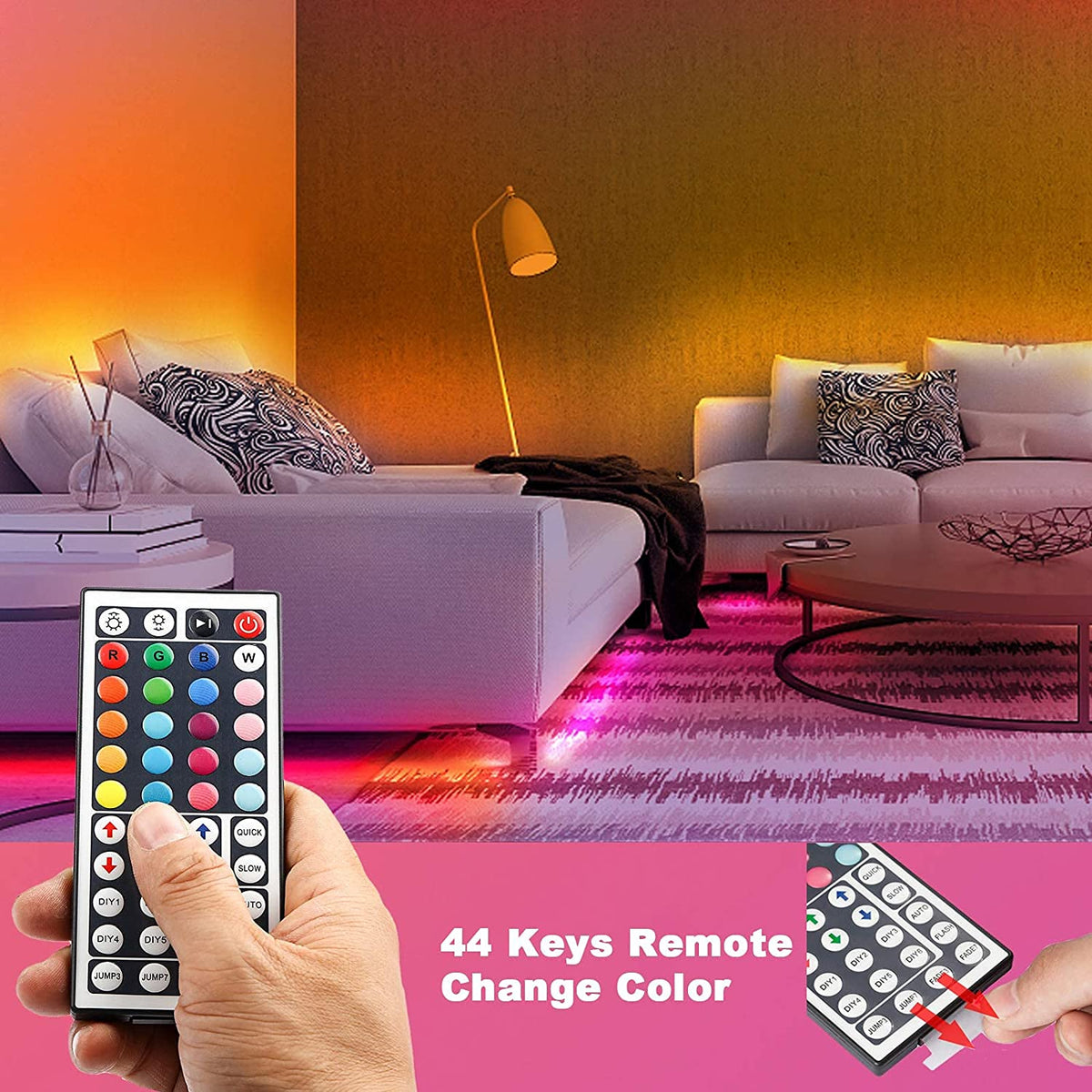 32.8Ft RGB LED Strip Lights with Remote - Room Decor