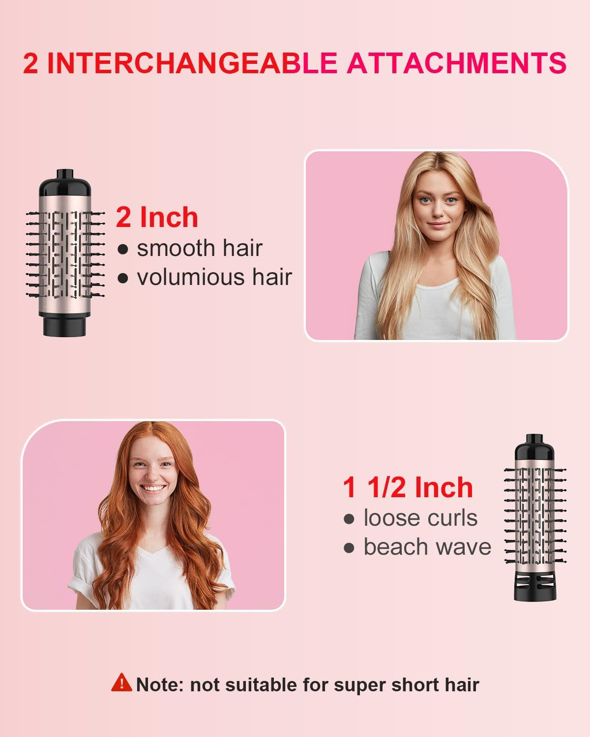Rotating Blow Dryer Brush Set - 1.5In & 2In Spin Heads