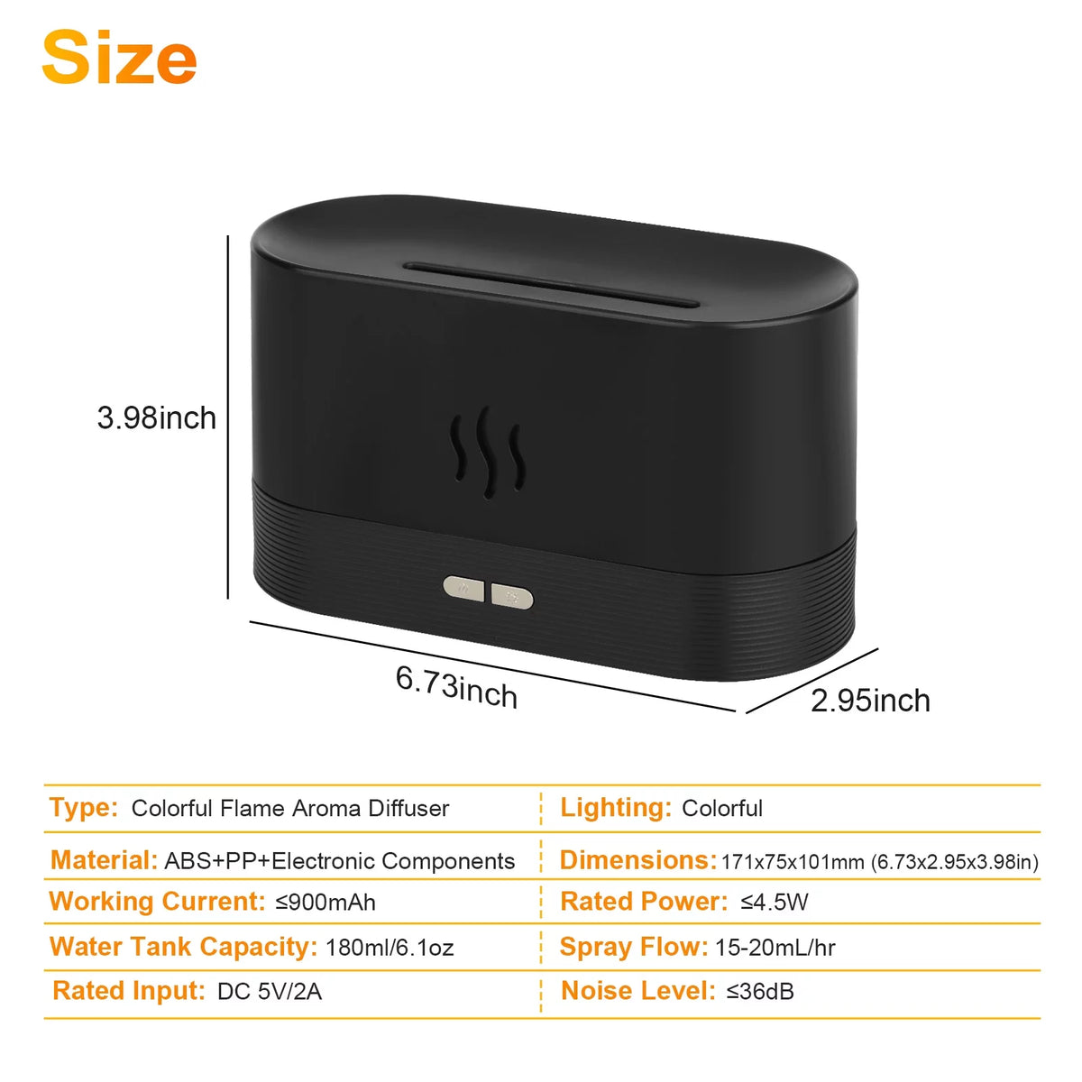 180Ml Flame Aroma Diffuser - 7-Color USB Humidifier