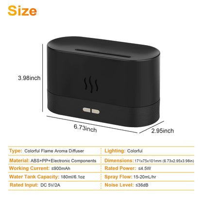 180Ml Flame Aroma Diffuser - 7-Color USB Humidifier