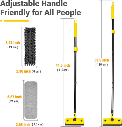 53In Long-Handle Shower Scrubber - 3-In-1 with Squeegee