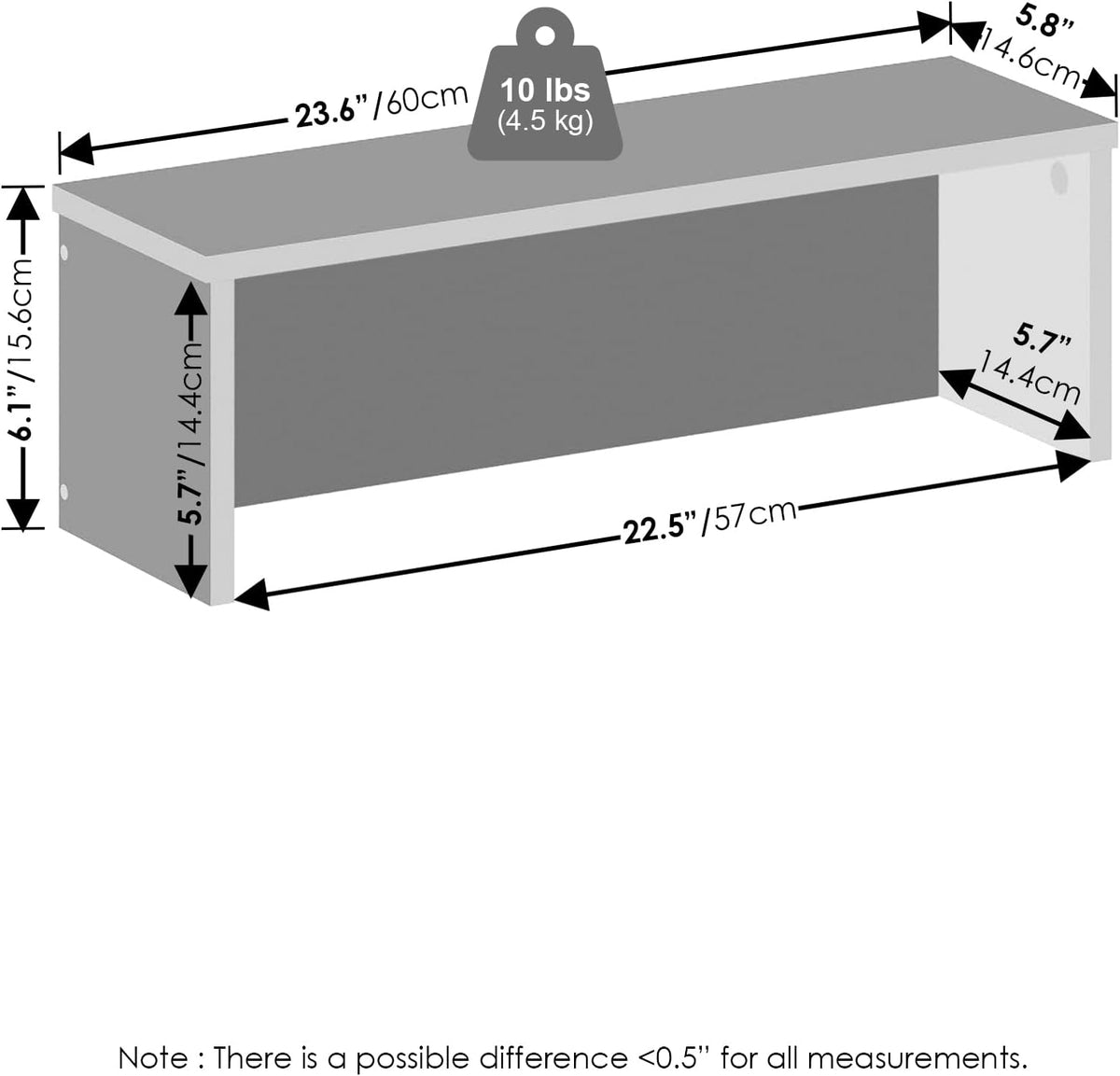 23In Desktop Organizer Shelf - Marble White