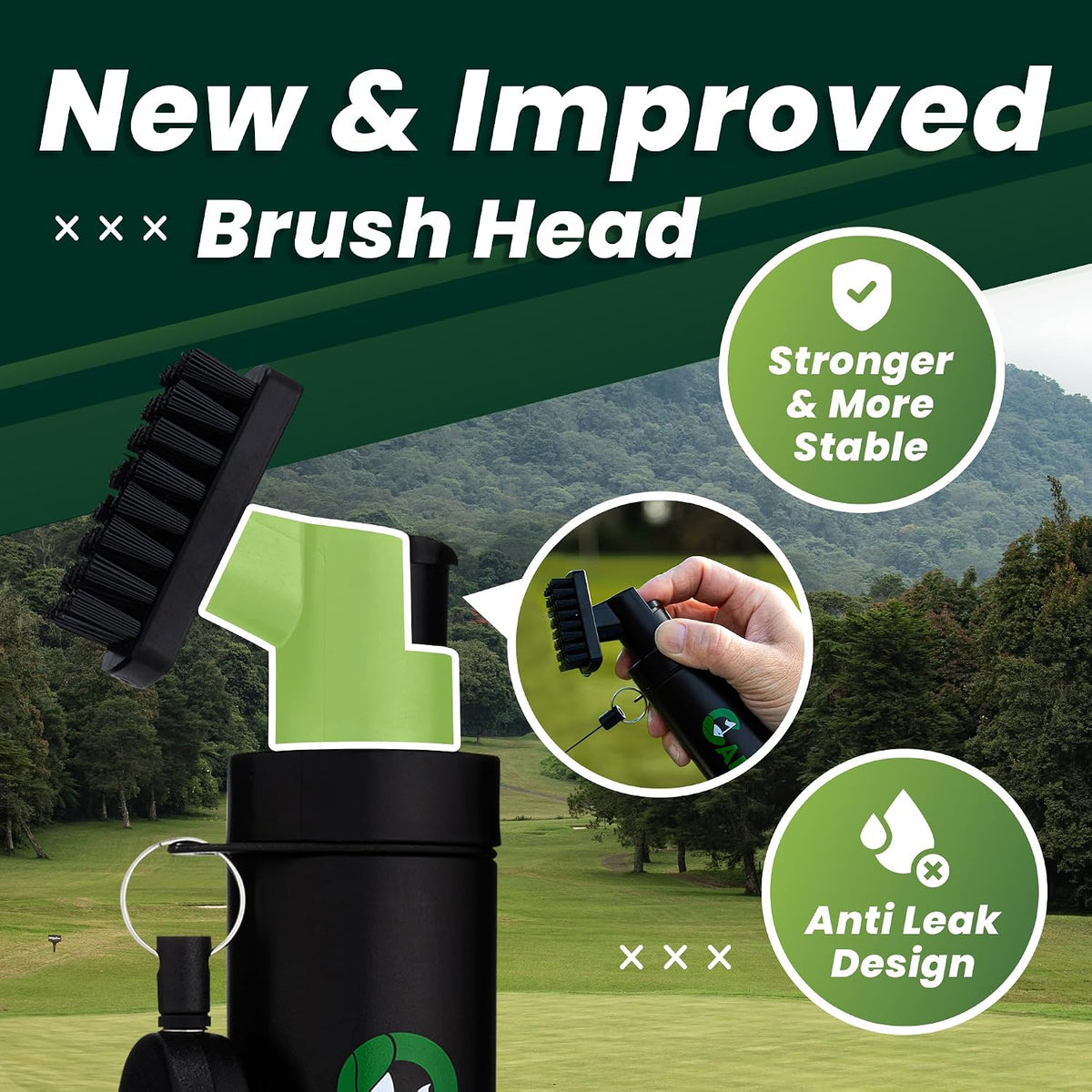 Golf Club Cleaner Brush - Built-In Water Spray & Clip