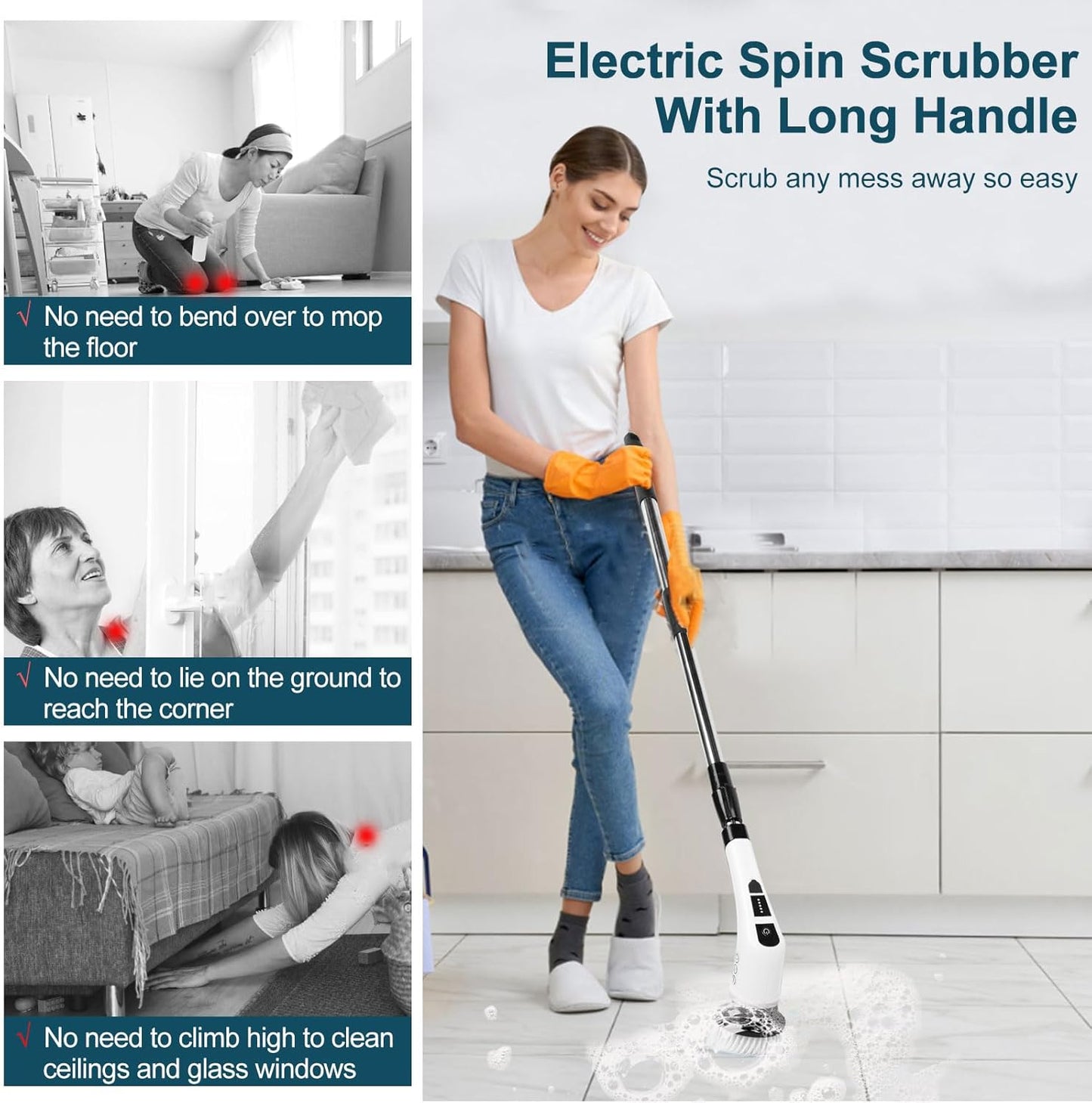 Electric Spin Scrubber 7-In-1 - Long Handle, Cordless