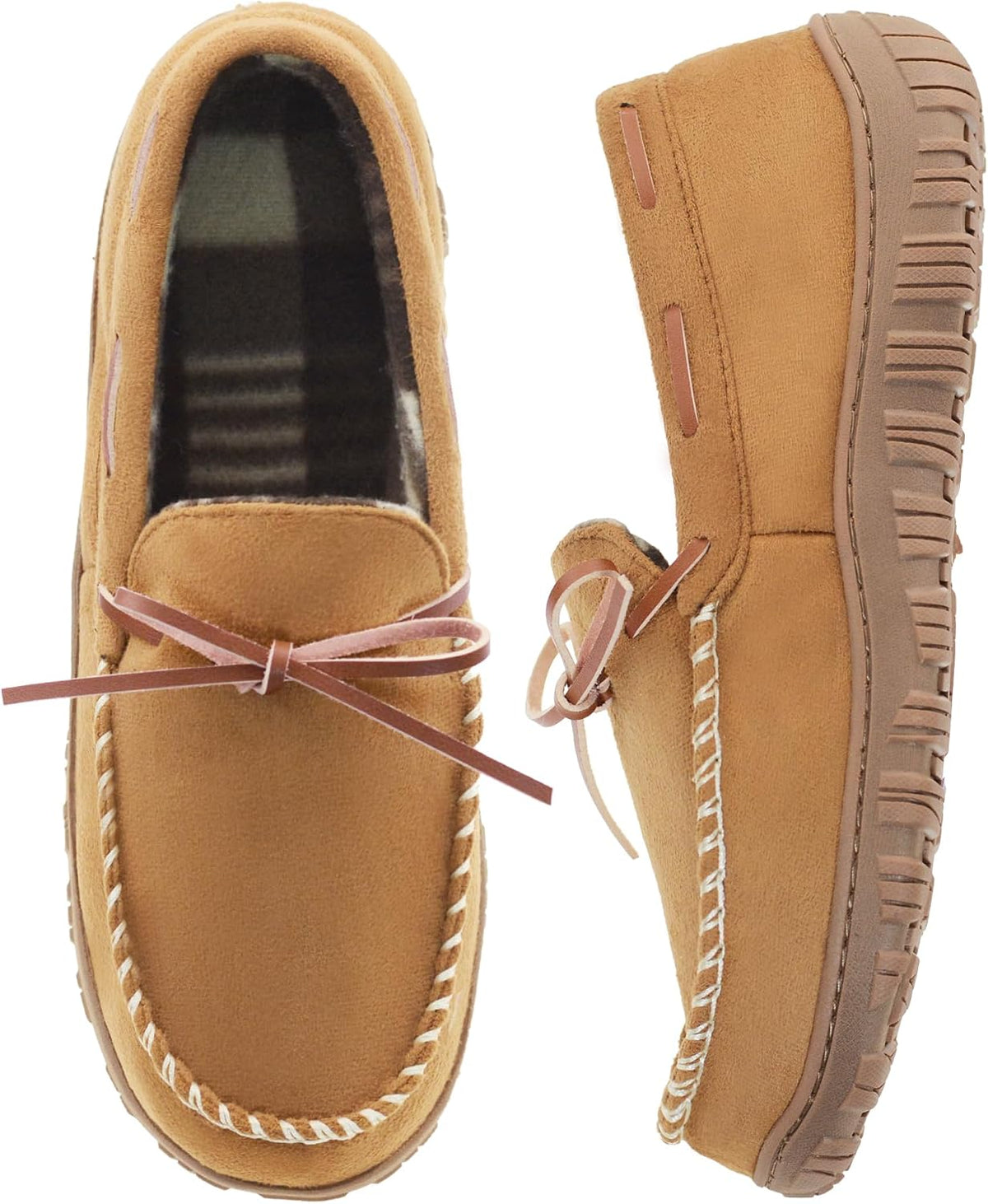 Mens Moccasin Slippers - Memory Foam, Indoor/Outdoor