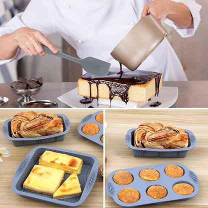 7-In-1 Silicone Bakeware Set - Cake, Loaf & Muffin Molds