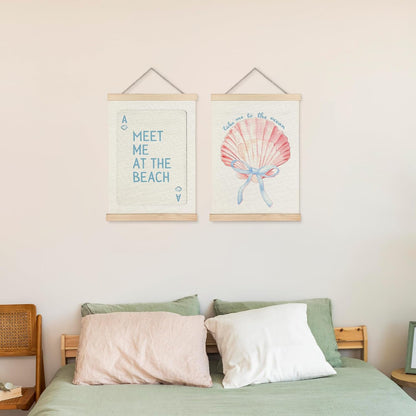 Coastal Seashell Wall Art - Canvas Print with Wood Hanger