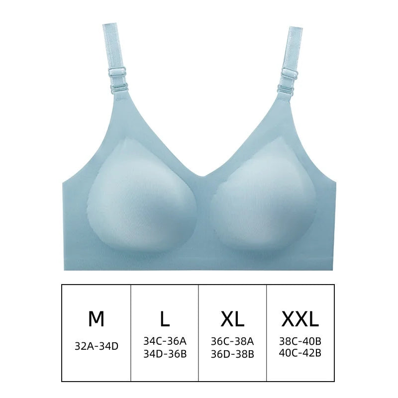 Seamless Wireless Comfort Bra - Deep V, Jelly Colors