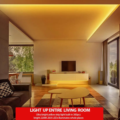 16.4Ft Warm Yellow LED Strip - Dimmable Under-Cabinet Kit