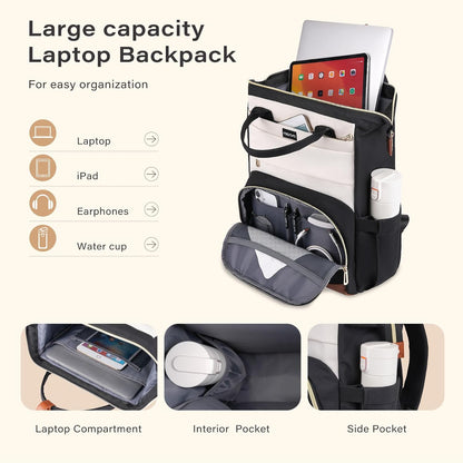 Womens Travel Laptop Backpack - 15.6In, Water Resistant