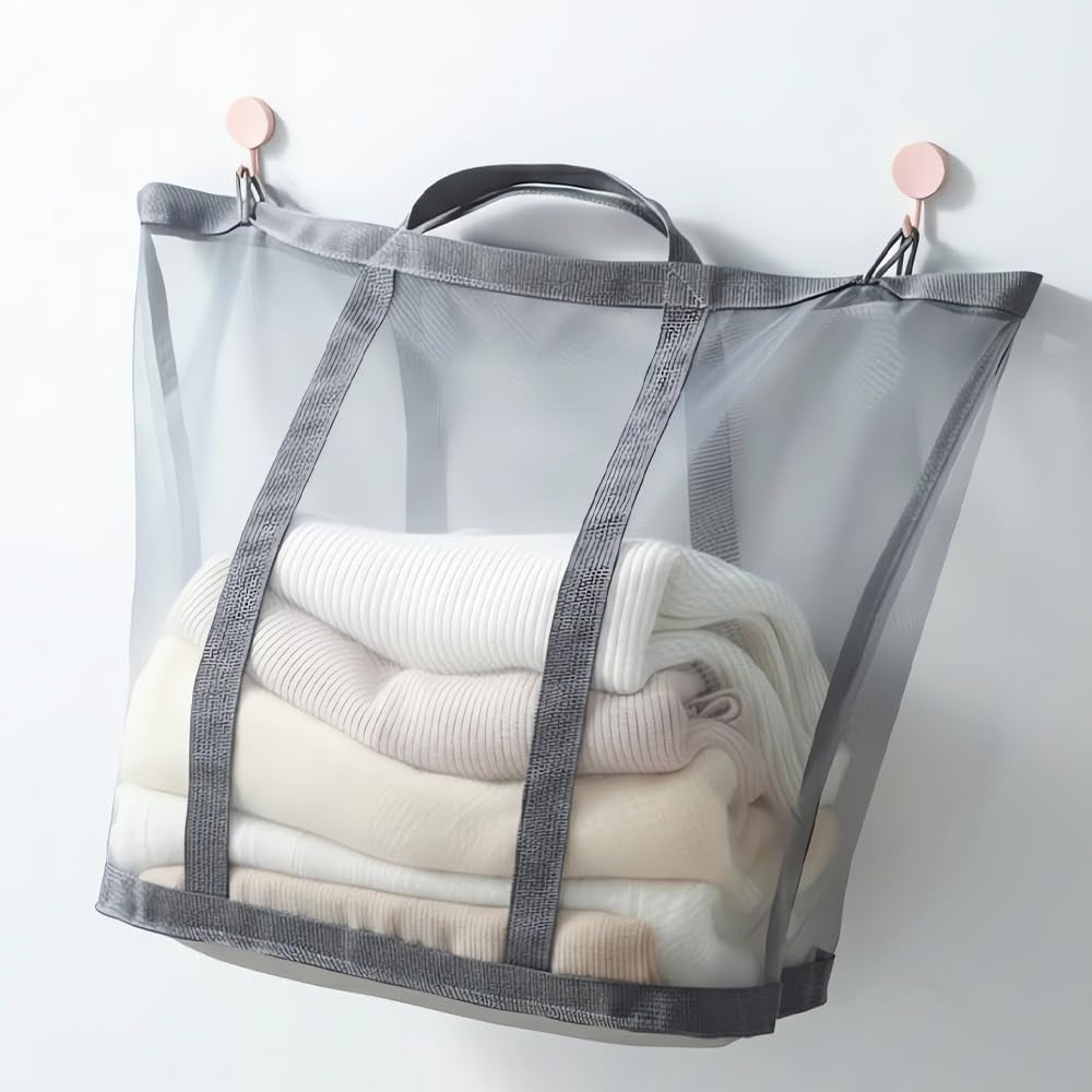 Wall-Mounted Foldable Laundry Hamper - 41L Breathable Mesh