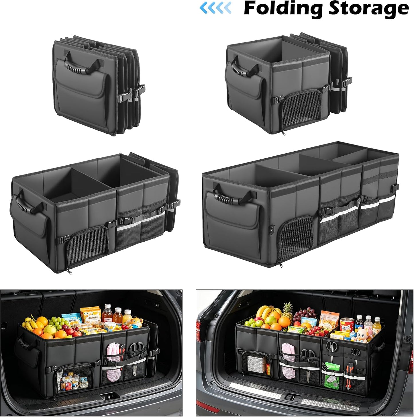 Leather Trunk Organizer XL - 35.5In Collapsible Cargo Box