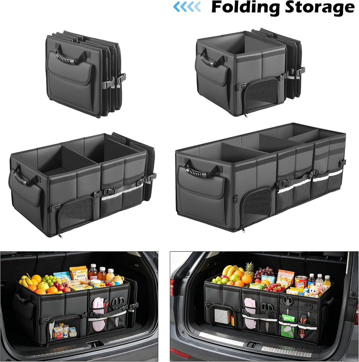 Leather Trunk Organizer XL - 35.5In Collapsible Cargo Box