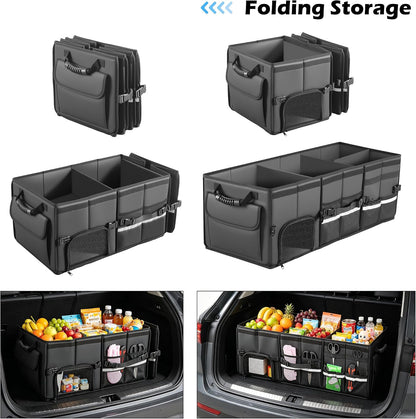 Leather Trunk Organizer XL - 35.5In Collapsible Cargo Box
