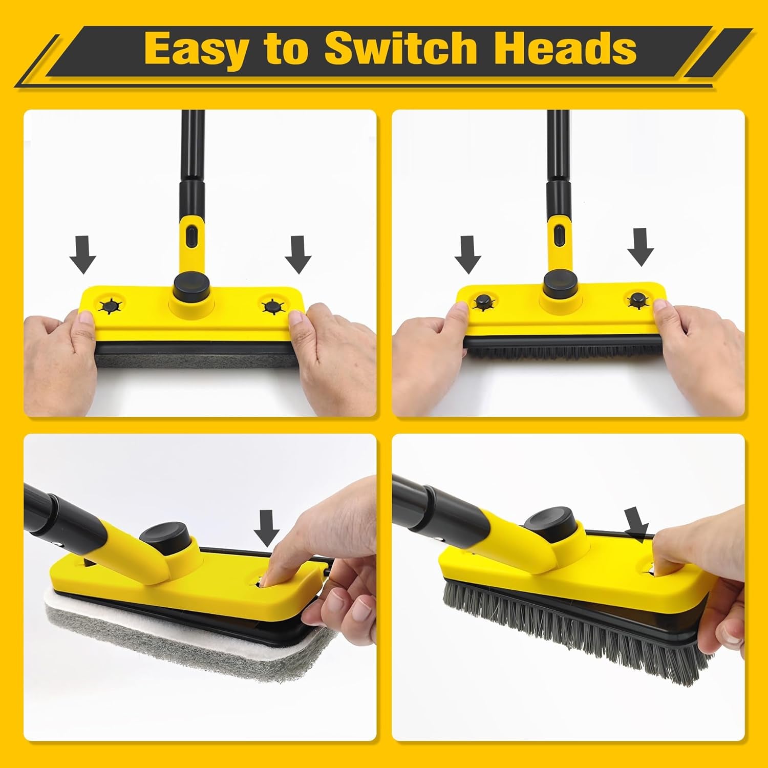 53In Long-Handle Shower Scrubber - 3-In-1 with Squeegee