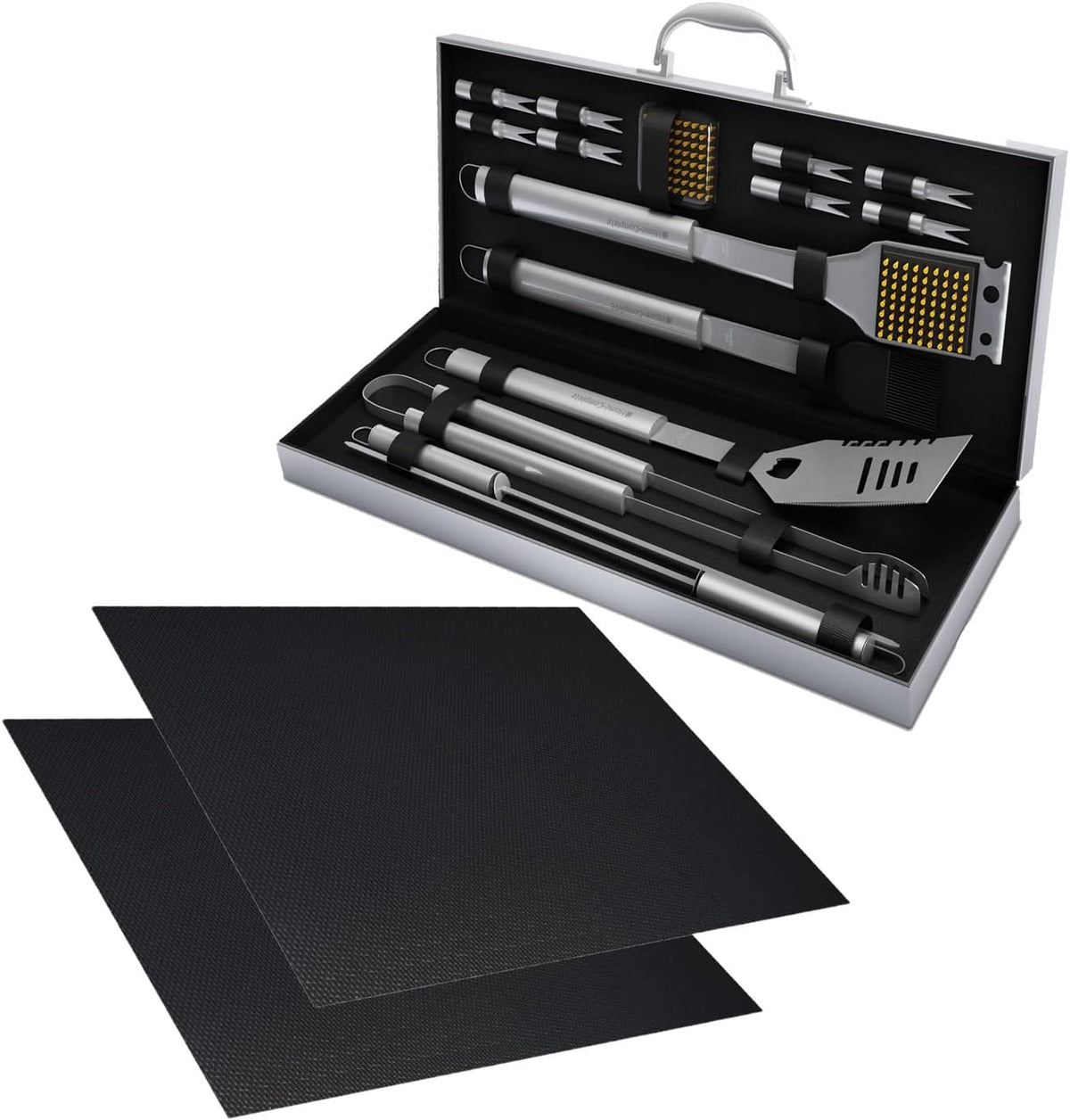 18-Piece BBQ Grill Set with Aluminum Case & Mats