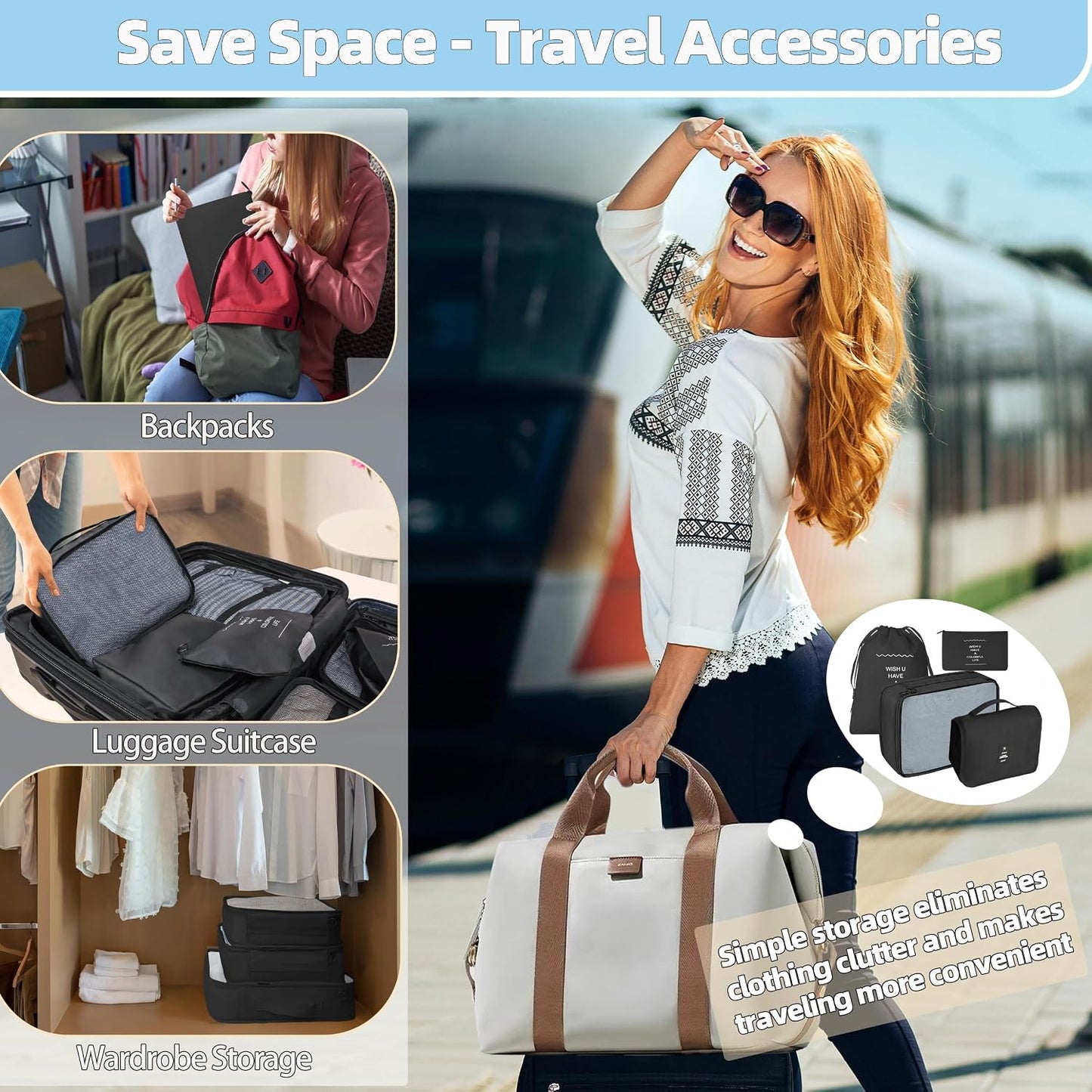 10-Piece Packing Cubes - Expandable Suitcase Organizers