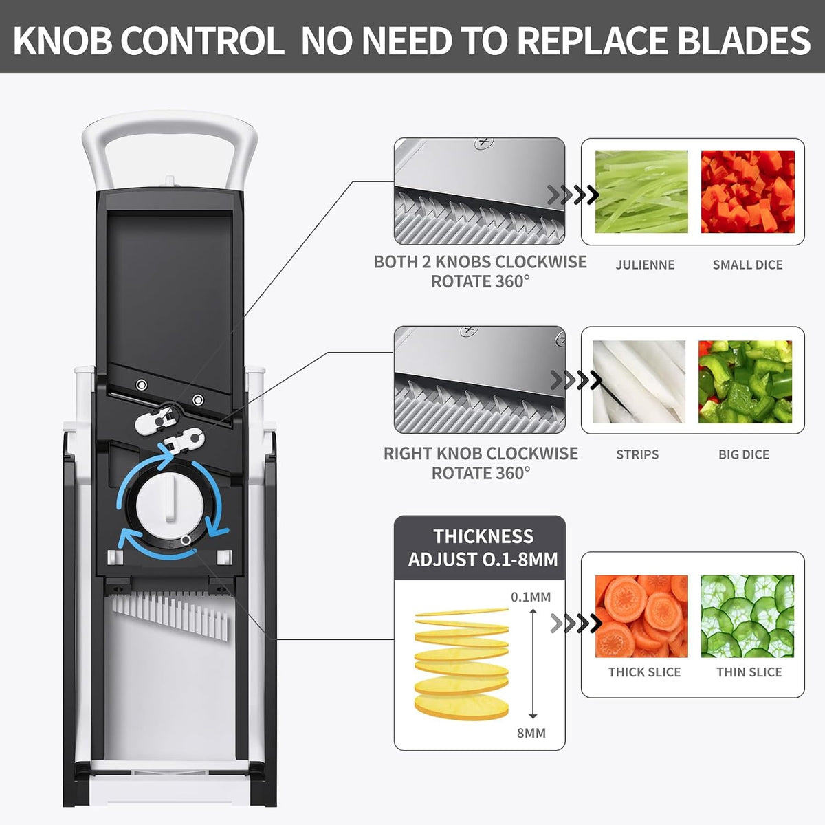 Safe Mandoline Slicer Pro - 6-In-1 Adjustable Cutter