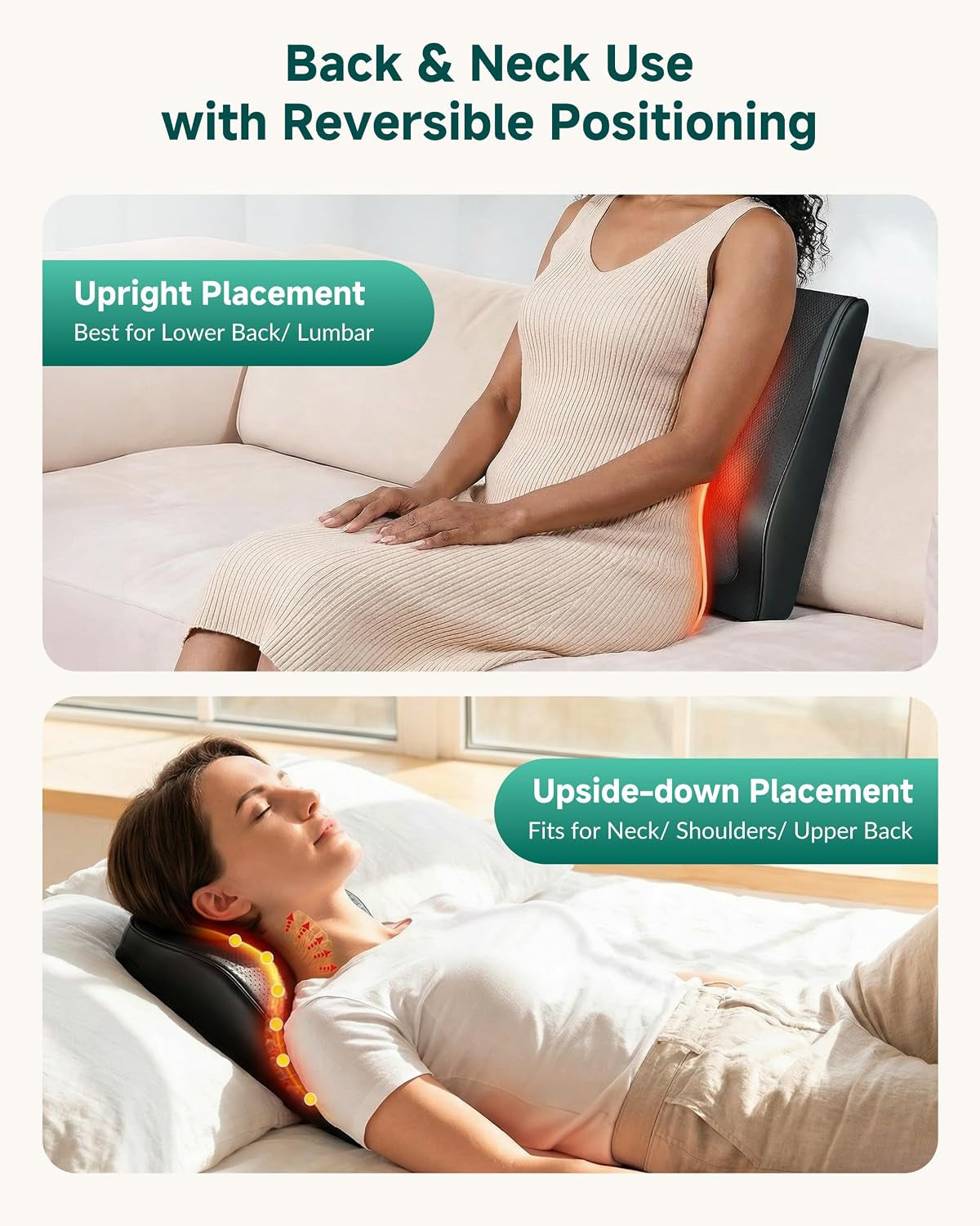 3D Kneading Shiatsu Chair Massage Pillow with Heat