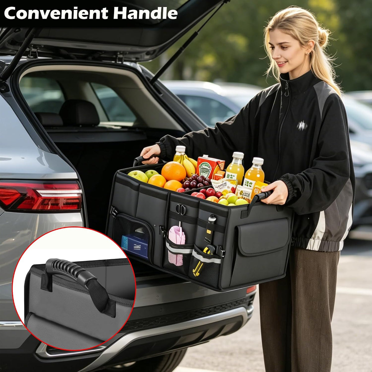 Leather Trunk Organizer - Collapsible Cargo Storage Box